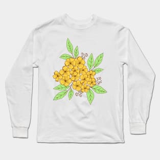 Vintage hydrangea flowers botanical design in yellow and red Long Sleeve T-Shirt